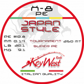 Key West Japan Style Tournament Super PE #0.8 0.14mm 250mt X-8 Multicolor 25mt